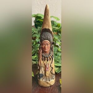 Native American resin figurine carved horn- Old West Visions Limited Edition 7”